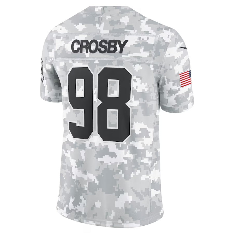 American Football Jersey | LV.Raiders #98 Maxx Crosby Arctic Camo 2024 Salute to Service Retired Player Limited Stitched American Football Jerseys - image 1