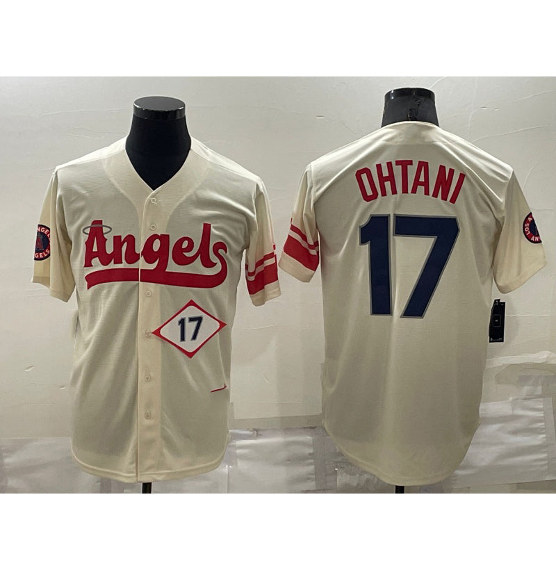 Baseball Jersey | Los Angeles Angels #17 Shohei Ohtani Number Cream 2022 City Connect Stitched - image 1