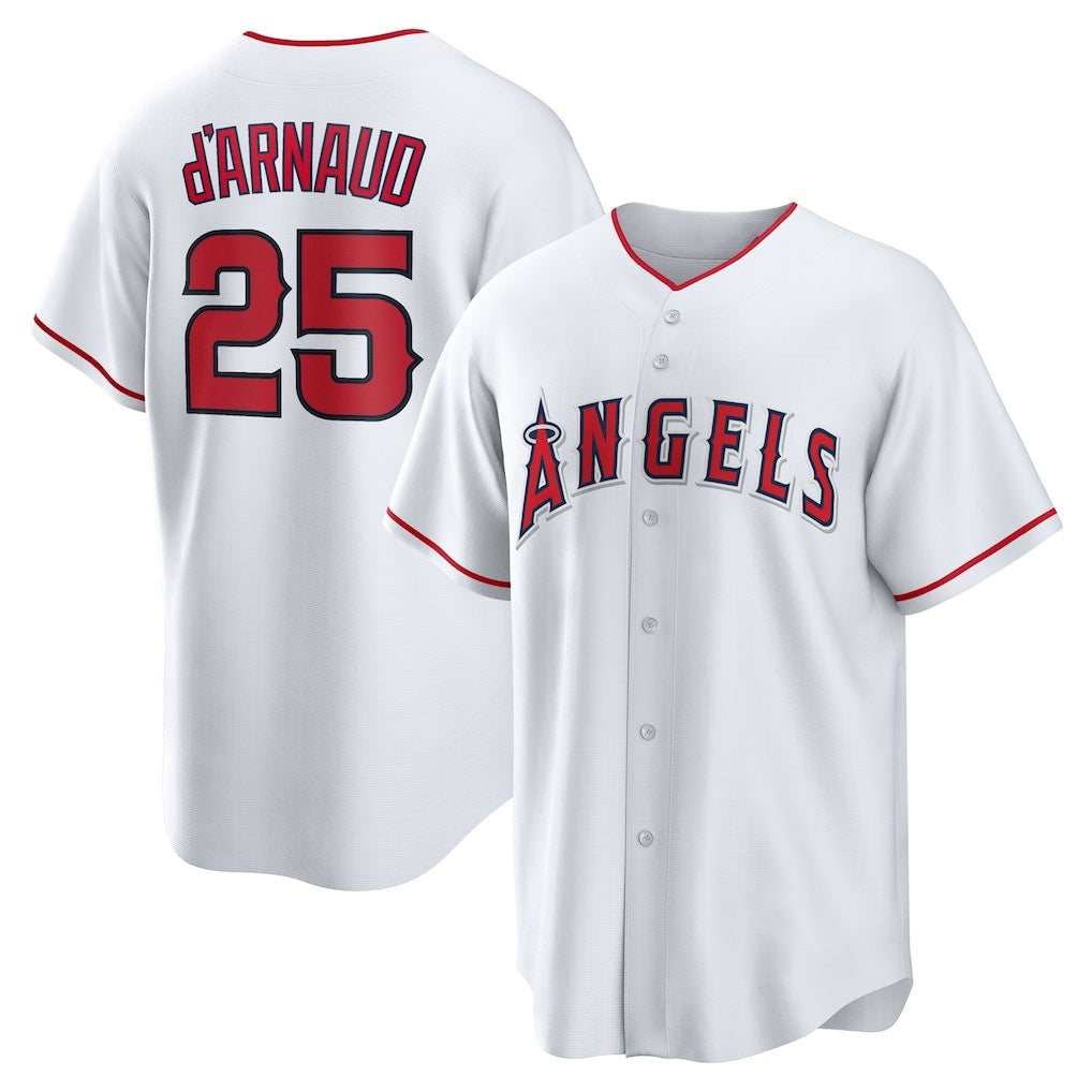 Baseball Jersey | Los Angeles Angels #25 Travis d'Arnaud White Home Replica - image 1