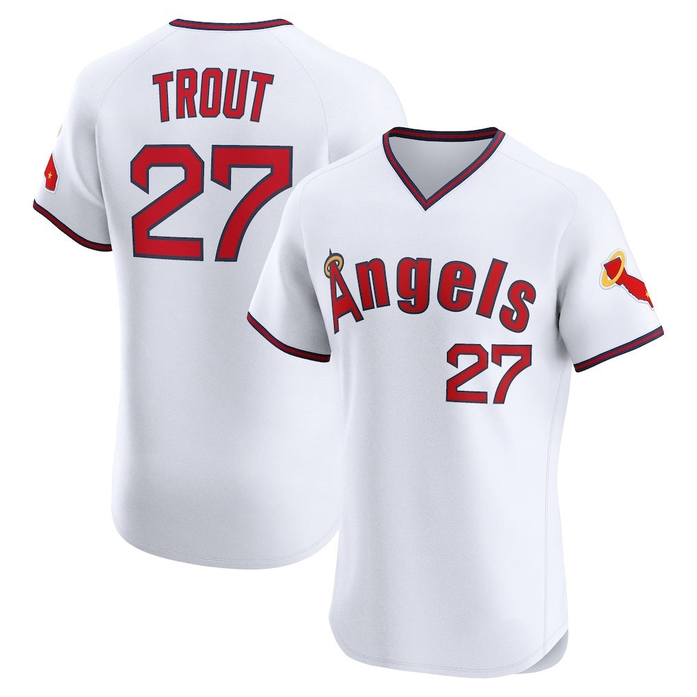 Baseball Jersey | Los Angeles Angels #27 Mike Trout White Alternate 2 - image 1