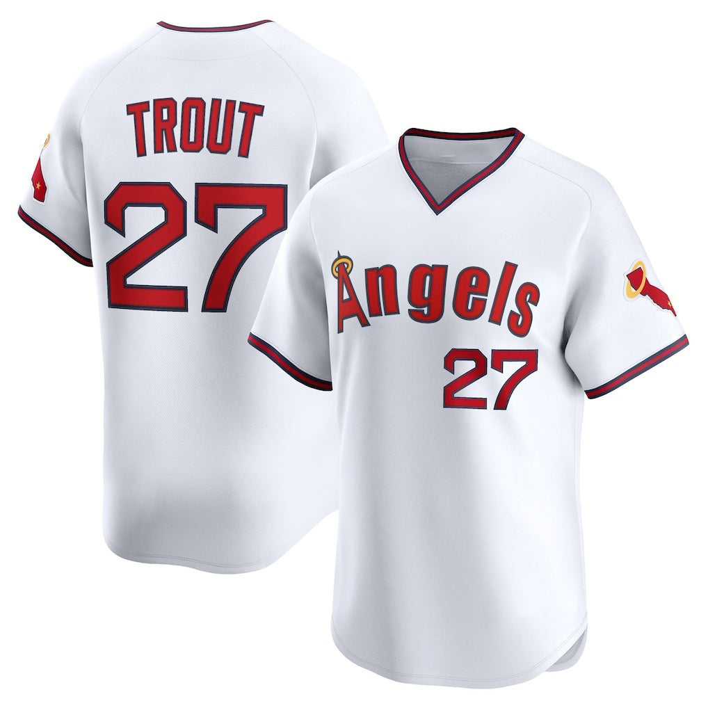 Baseball Jersey | Los Angeles Angels #27 Mike Trout White Alternate Limited - image 1