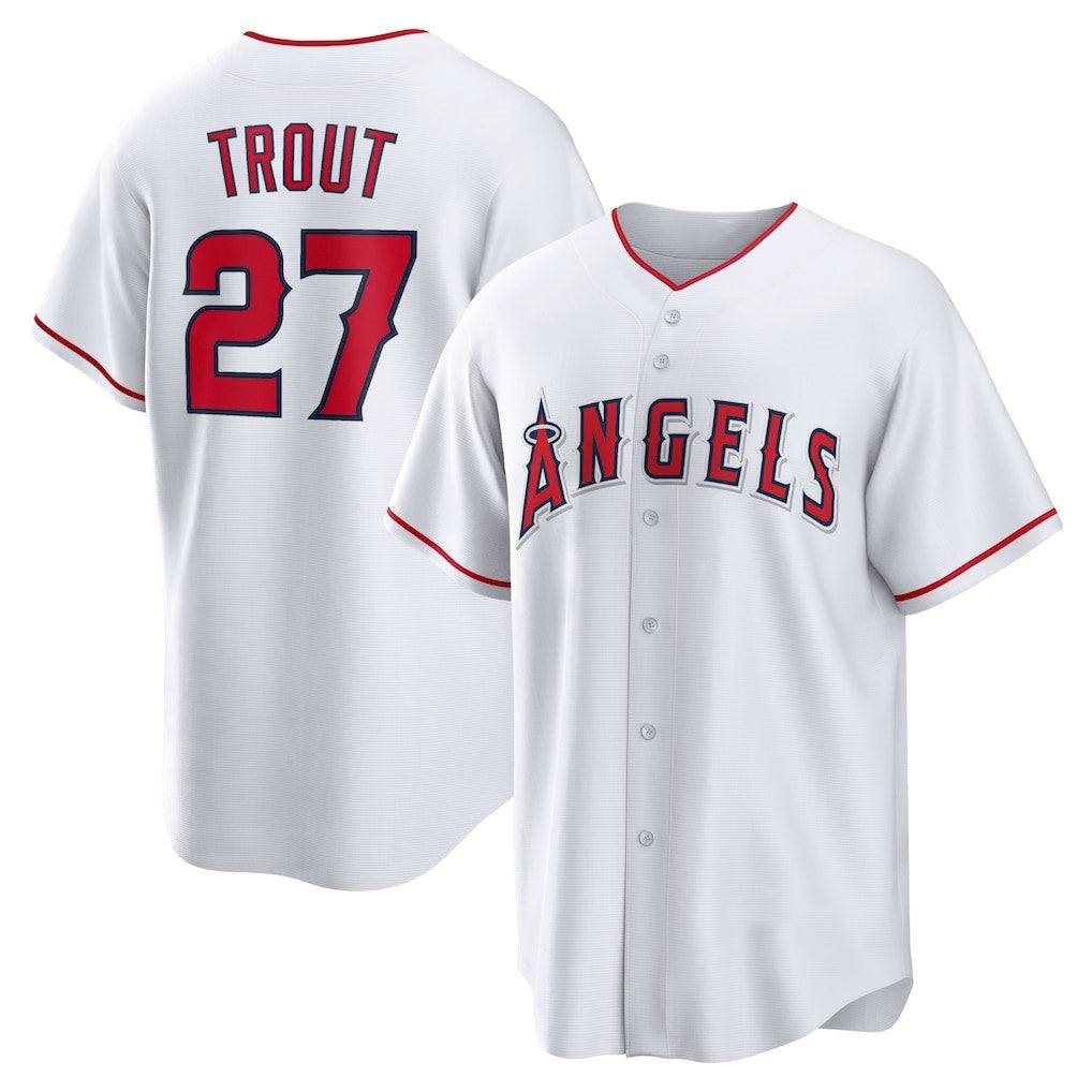 Baseball Jersey | Los Angeles Angels #27 Mike Trout White Home Replica Player Name - image 1