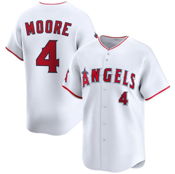 Baseball Jersey | Los Angeles Angels #4 Christian Moore White Home Limited Stitched - image 1