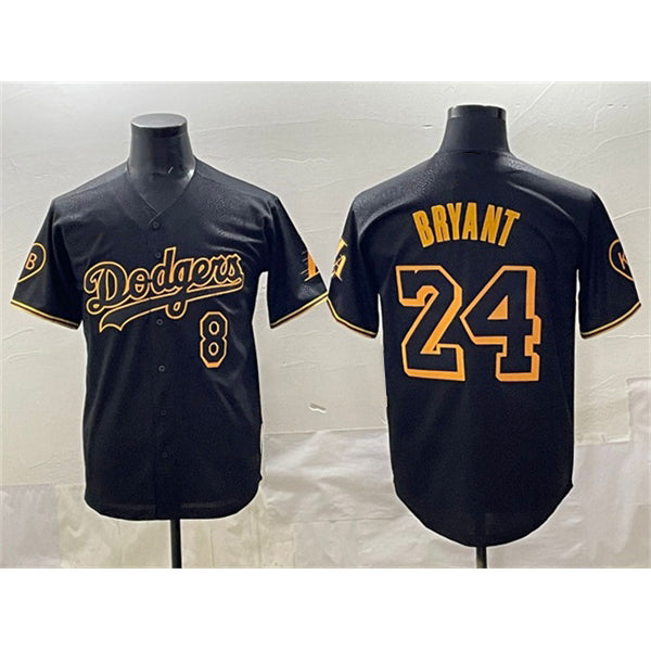 Baseball Jersey | Los Angeles Dodgers Front #8 Back #24 Kobe Bryant Black With KB Patch Stitched - image 1
