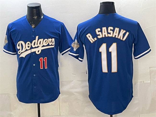 Baseball Jersey | Los Angeles Dodgers #11 Roki Sasaki Royal 2026 Alternate Gold Collection Stadium Stitched - image 1