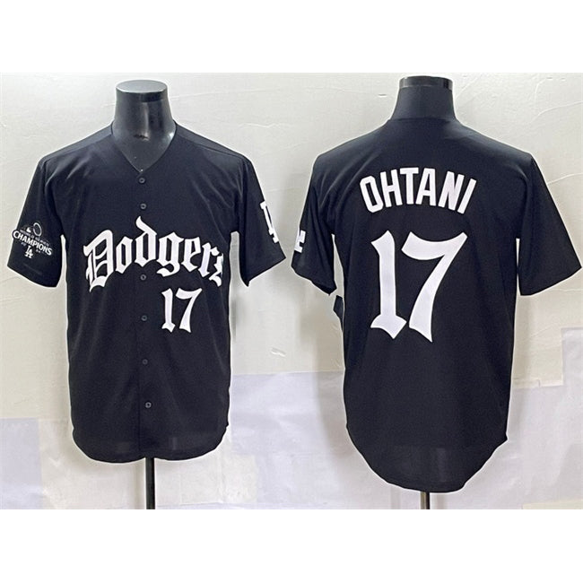 Baseball Jersey | Los Angeles Dodgers #17 Shohei Ohtani Black 2025 LA Gothic Style With 2024 World Series Champions Patch Limited Stitched - image 1