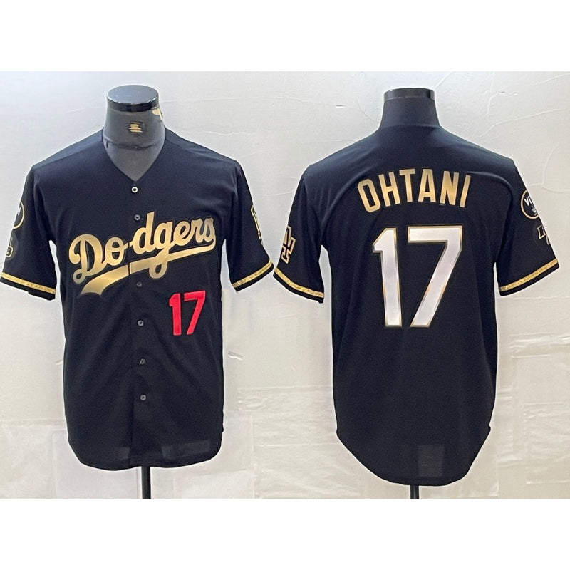 Baseball Jersey | Los Angeles Dodgers #17 Shohei Ohtani Number Black Gold Stitched Cool - image 1