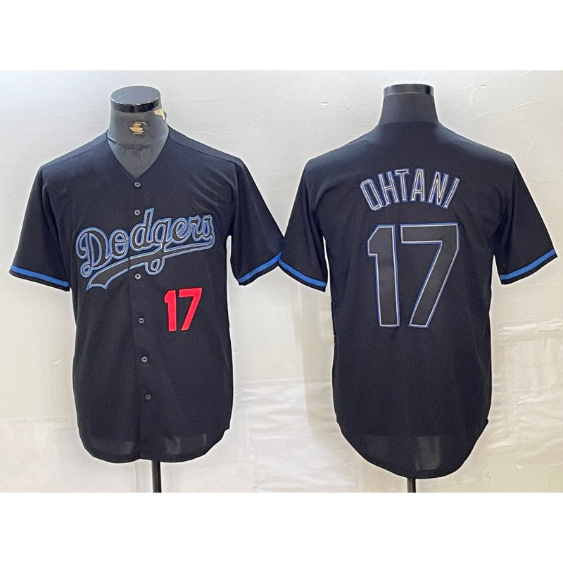 Baseball Jersey | Los Angeles Dodgers #17 Shohei Ohtani Number Lights Out Black Fashion Stitched Cool - image 1
