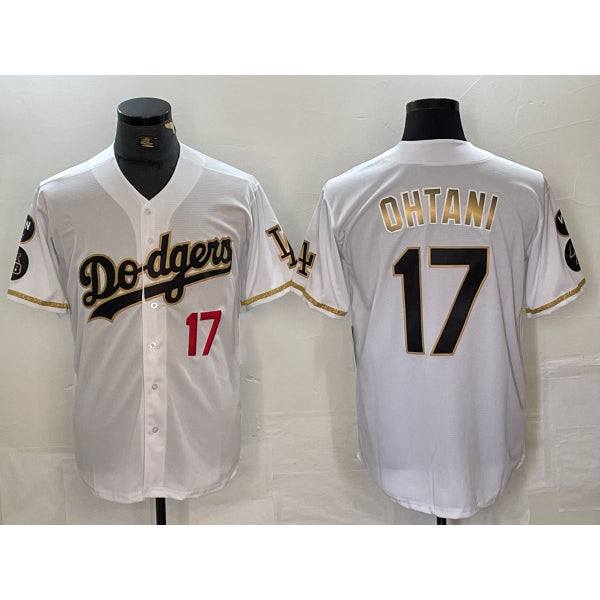 Baseball Jersey | Los Angeles Dodgers #17 Shohei Ohtani Number White Gold Fashion Stitched Limited - image 1
