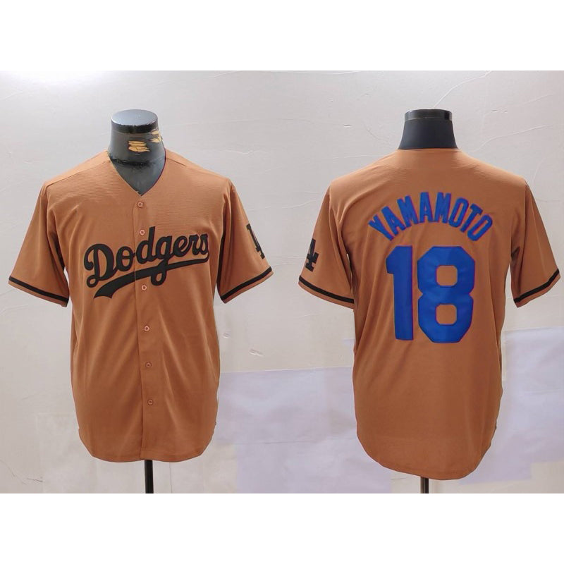 Baseball Jersey | Los Angeles Dodgers #18 Yoshinobu Yamamoto Olive Limited Stitched - image 1