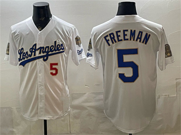 Baseball Jersey | Los Angeles Dodgers #5 Freddie Freeman White 2026 Gold Collection 9x & B2B Champs Patch Stitched - image 1