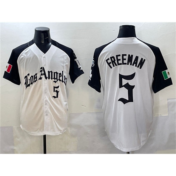 Baseball Jersey | Los Angeles Dodgers #5 Freddie Freeman White Black Mexico 2025 LA Gothic Style With Fernando Patch Limited Stitched - image 1