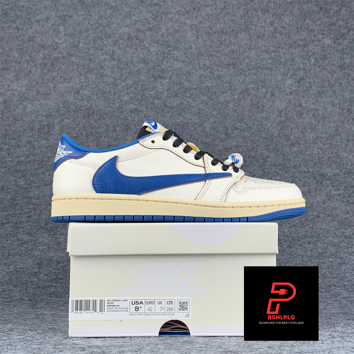 Fragment Design x Travis Scott x Air Jordan 1 Retro Low OG SP 'Sail Military Blue' (B-Grade) Sneakers - product view 1