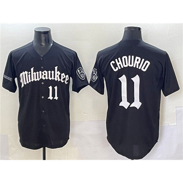 Baseball Jersey | Milwaukee Brewers #11 Jackson Chourio Black 'Gothic 414 Shadows Edition' Limited Stitched - image 1