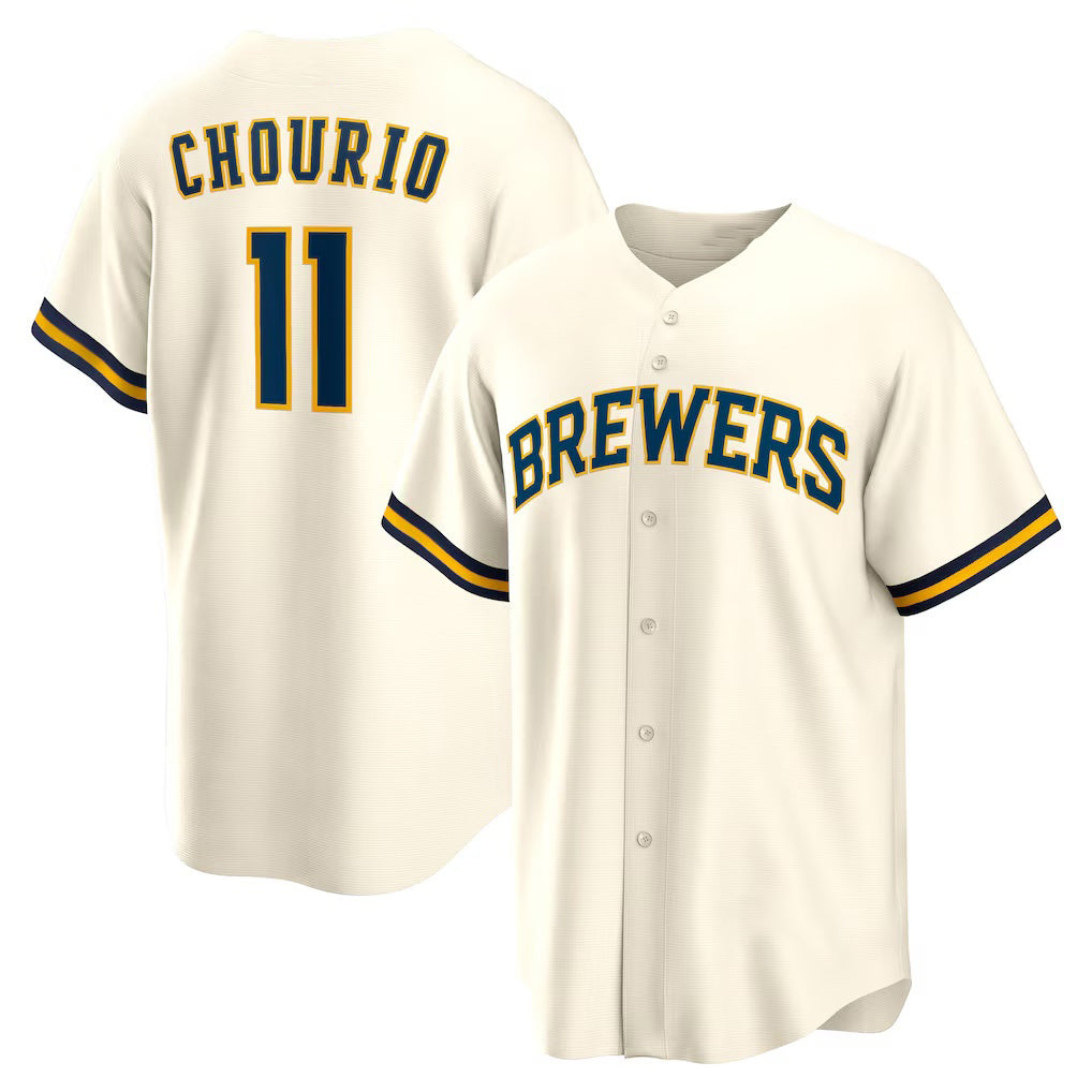 Baseball Jersey | Milwaukee Brewers #11 Jackson Chourio Cream Home Replica - image 1