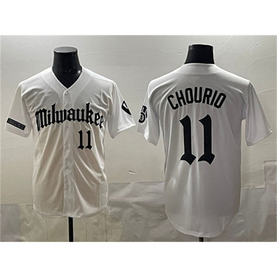 Baseball Jersey | Milwaukee Brewers #11 Jackson Chourio White 'Gothic 414 Shadows Edition' Limited Stitched - image 1