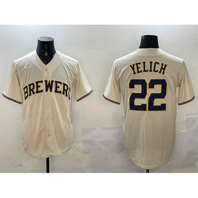 Baseball Jersey | Milwaukee Brewers #22 Christian Yelich Cream Stitched - image 1