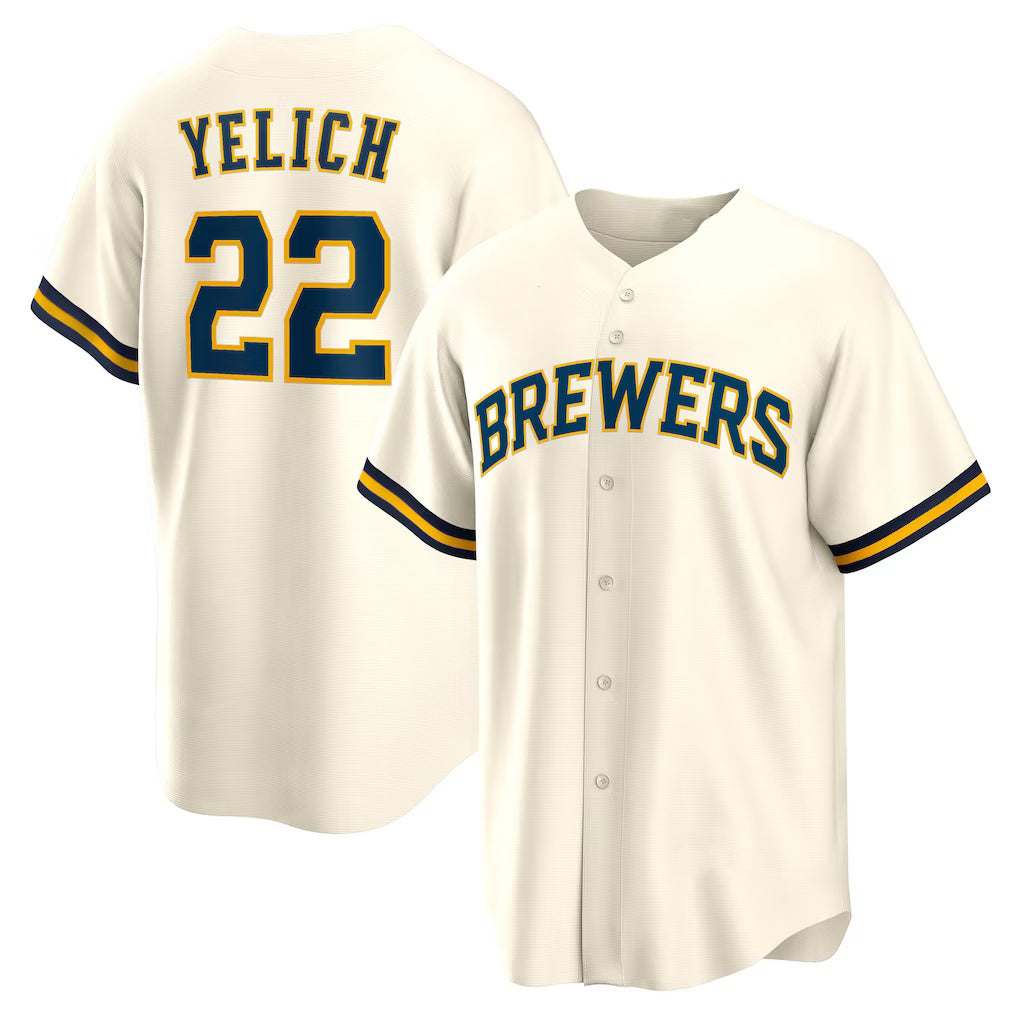 Baseball Jersey | Milwaukee Brewers #22 Christian Yelich White Home Replica - image 1
