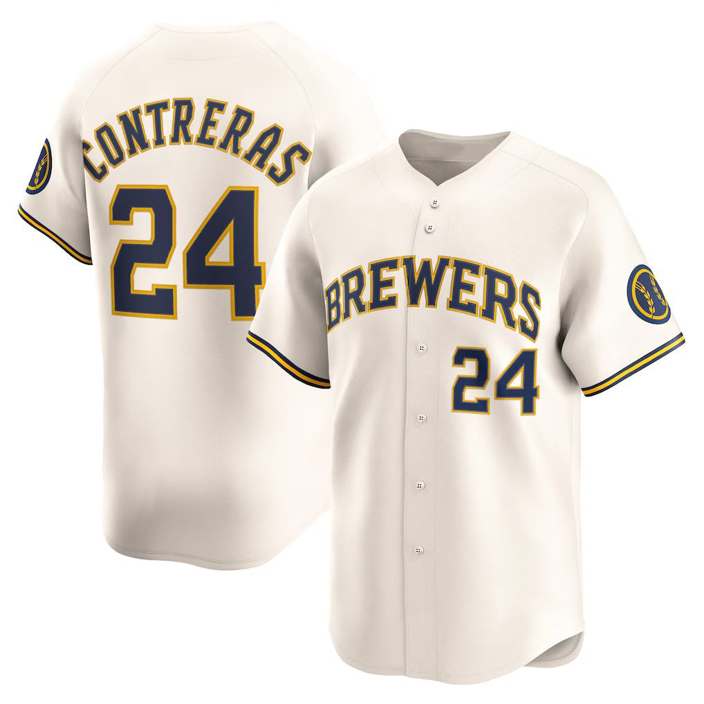 Baseball Jersey | Milwaukee Brewers #24 William Contreras Cream Home Limited Player - image 1