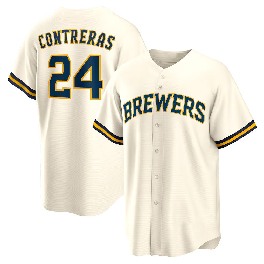 Baseball Jersey | Milwaukee Brewers #24 William Contreras Cream Home Replica - image 1