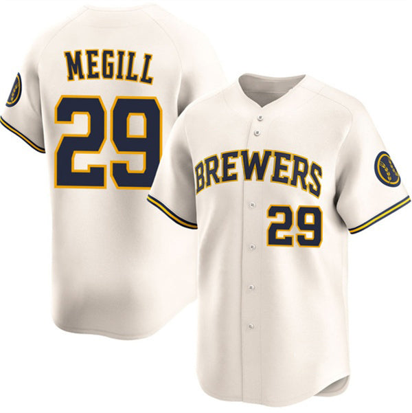 Baseball Jersey | Milwaukee Brewers #29 Trevor Megill Cream 2025 Limited Stitched - image 1