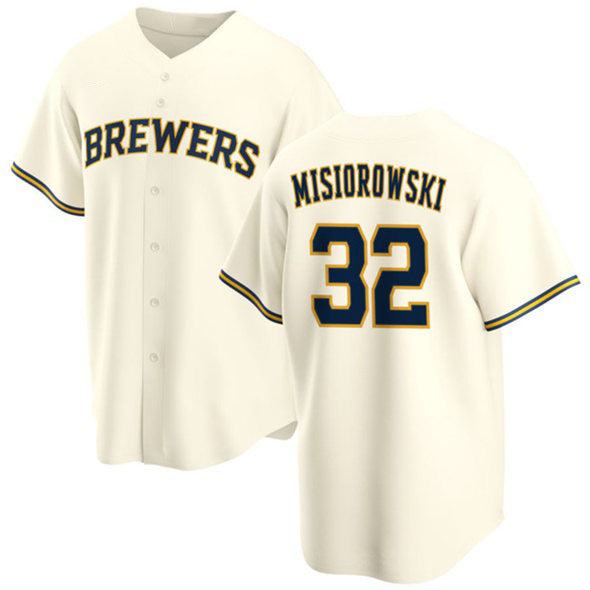 Baseball Jersey | Milwaukee Brewers #32 Jacob Misiorowski Cream 2025 Stitched - image 1