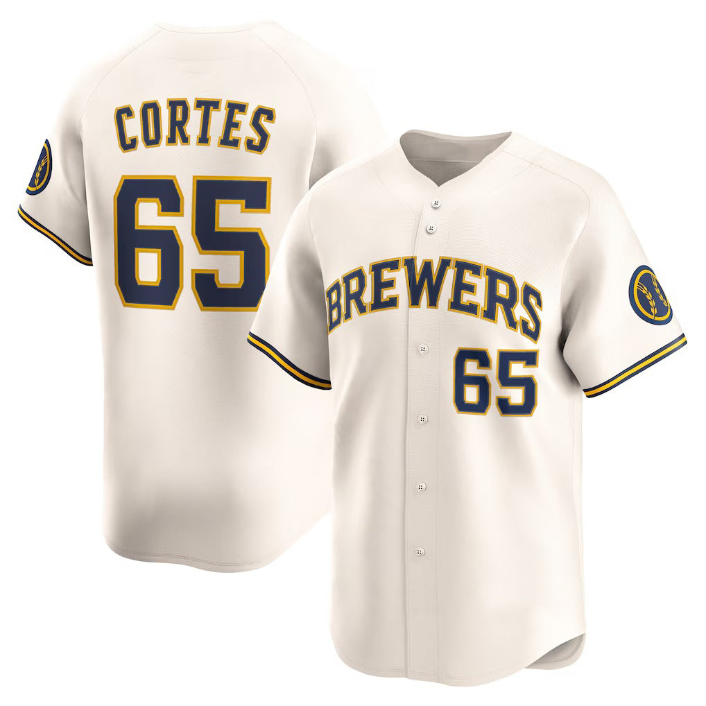 Baseball Jersey | Milwaukee Brewers #65 Nestor Cortes Cream Home Limited Player - image 1