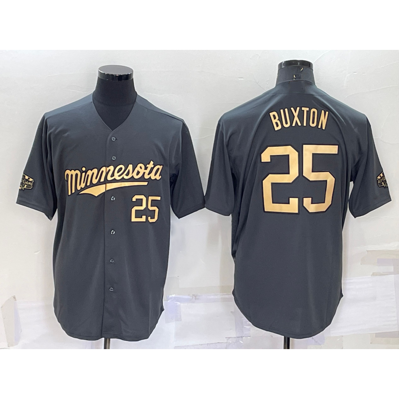 Baseball Jersey | Minnesota Twins #25 Byron Buxton Number Grey 2022 All Star Stitched Cool - image 1