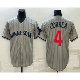 Baseball Jersey | Minnesota Twins #4 Carlos Correa 2023 Grey Home Team Stitched - image 1