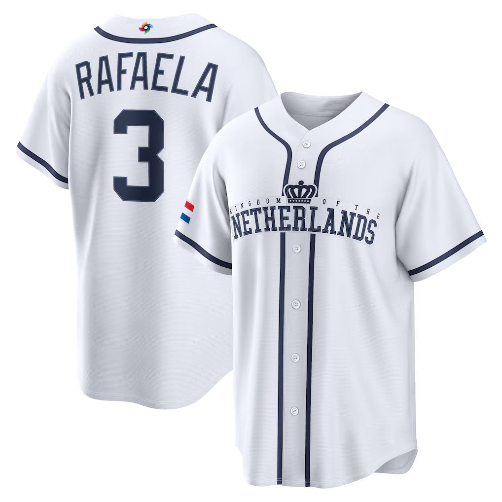 Baseball Jersey | Netherlands Baseball #3 Ceddanne Rafaela 2026 World Baseball Classic Home Stadium - White - image 1