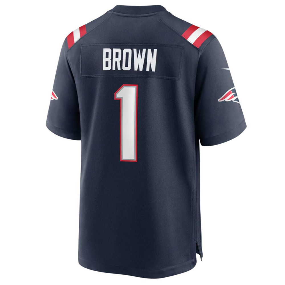 American Football Jersey | NE.Patriots #1 A.J. Brown Navy Game Stitched Football Jerseys - image 1