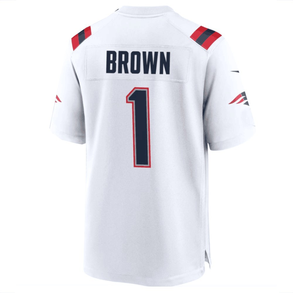 American Football Jersey | NE.Patriots #1 A.J. Brown White Game Stitched - image 1