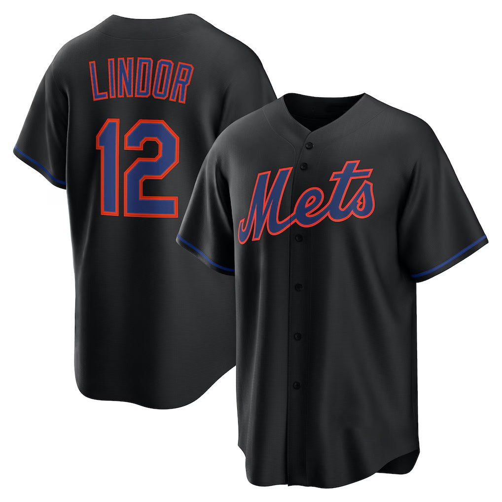 Baseball Jersey | New York Mets #12 Francisco Lindor Black Alternate Replica - image 1
