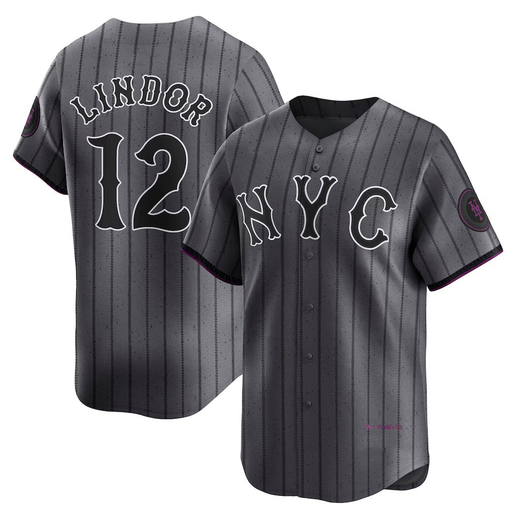 Baseball Jersey | New York Mets #12 Francisco Lindor Gray City Connect Limited Player - image 1