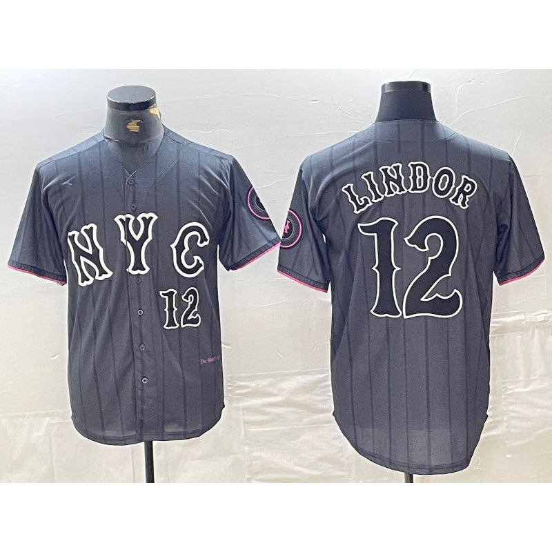 Baseball Jersey | New York Mets #12 Francisco Lindor Number Grey 2024 City Connect Stitched - image 1