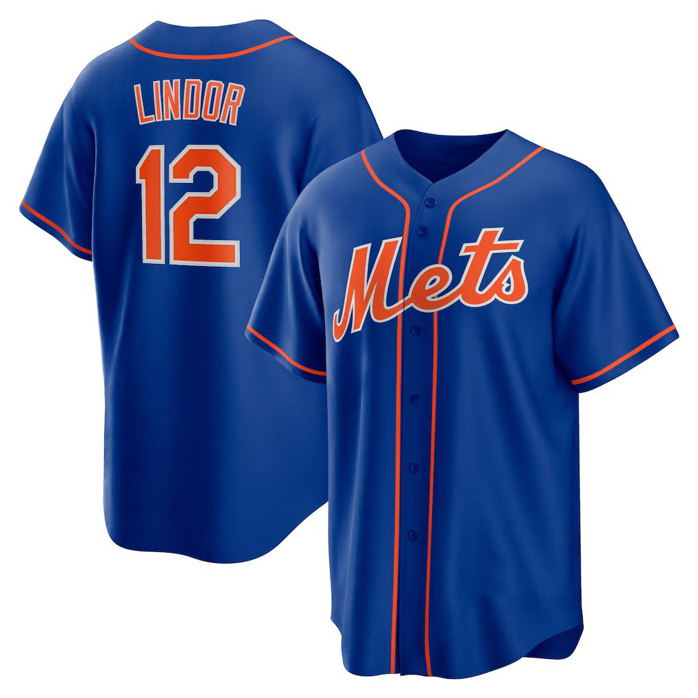 Baseball Jersey | New York Mets #12 Francisco Lindor Royal Big & Tall Alternate Replica Player - image 1