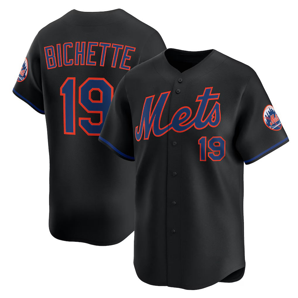 Baseball Jersey | New York Mets #19 Bo Bichette Black Alternate Limited - image 1