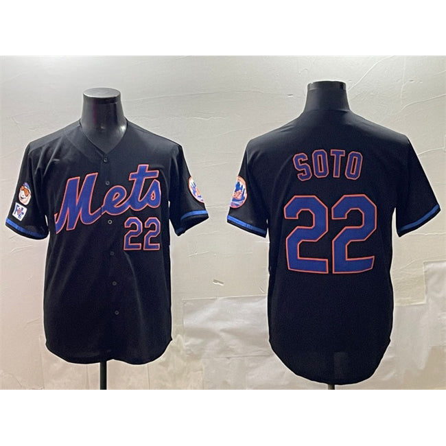 Baseball Jersey | New York Mets #22 Juan Soto Black 2025 Spring Training Stitched - image 1