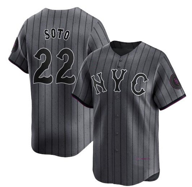 Baseball Jersey | New York Mets #22 Juan Soto Graphite 2024 City Connect Limited Stitched - image 1