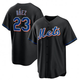 Baseball Jersey | New York Mets #23 Javier Báez Black 2022 Stitched - image 1