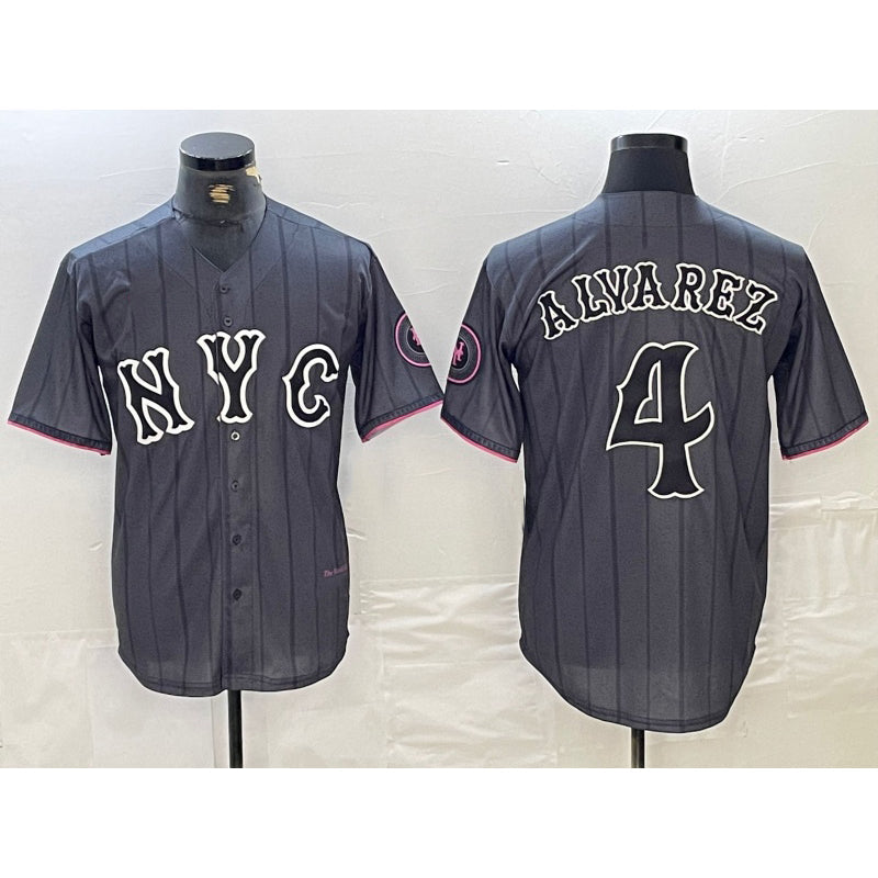 Baseball Jersey | New York Mets #4 Francisco Alvarez Gray 2024 City Connect Stitched - image 1