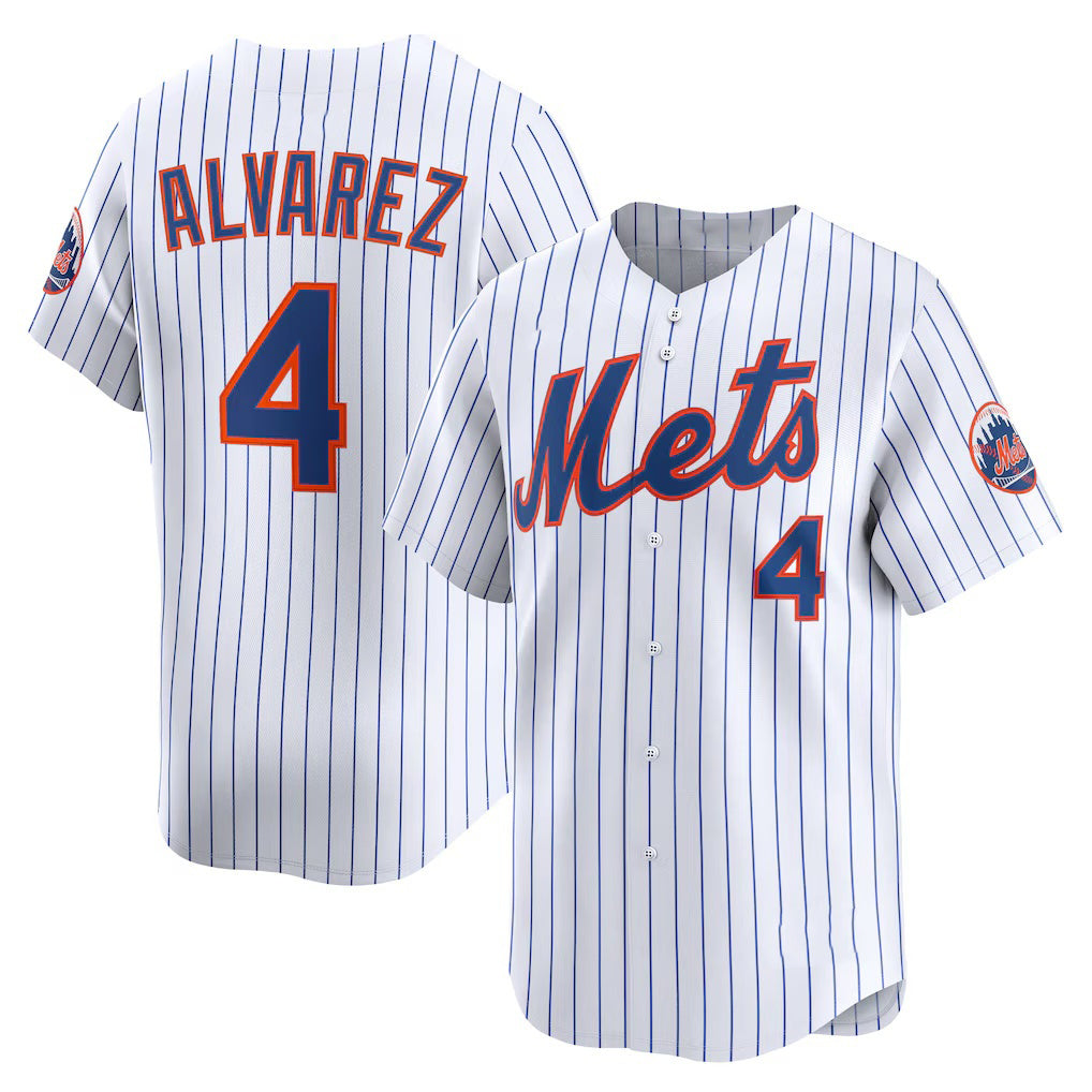 Baseball Jersey | New York Mets #4 Francisco Alvarez White Home Limited Player - image 1