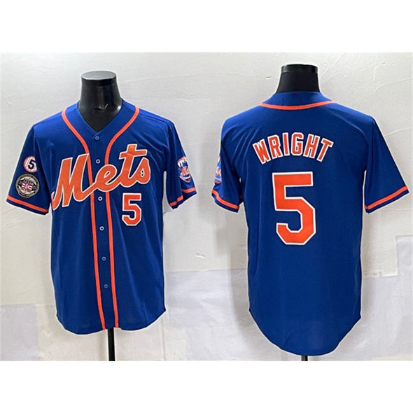 Baseball Jersey | New York Mets #5 David Wright Blue With Patch Stitched - image 1