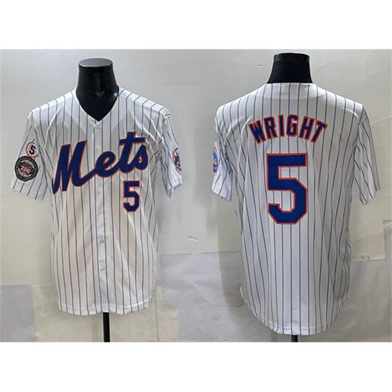 Baseball Jersey | New York Mets #5 David Wright White With Patch Stitched - image 1