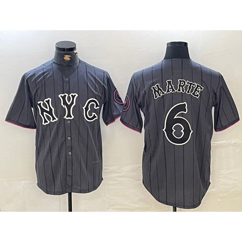 Baseball Jersey | New York Mets #6 Starling Marte Gray 2024 City Connect Stitched - image 1
