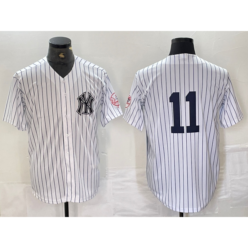 Baseball Jersey | New York Yankees #11 Anthony Volpe White With Patch 2024 Stitched - image 1