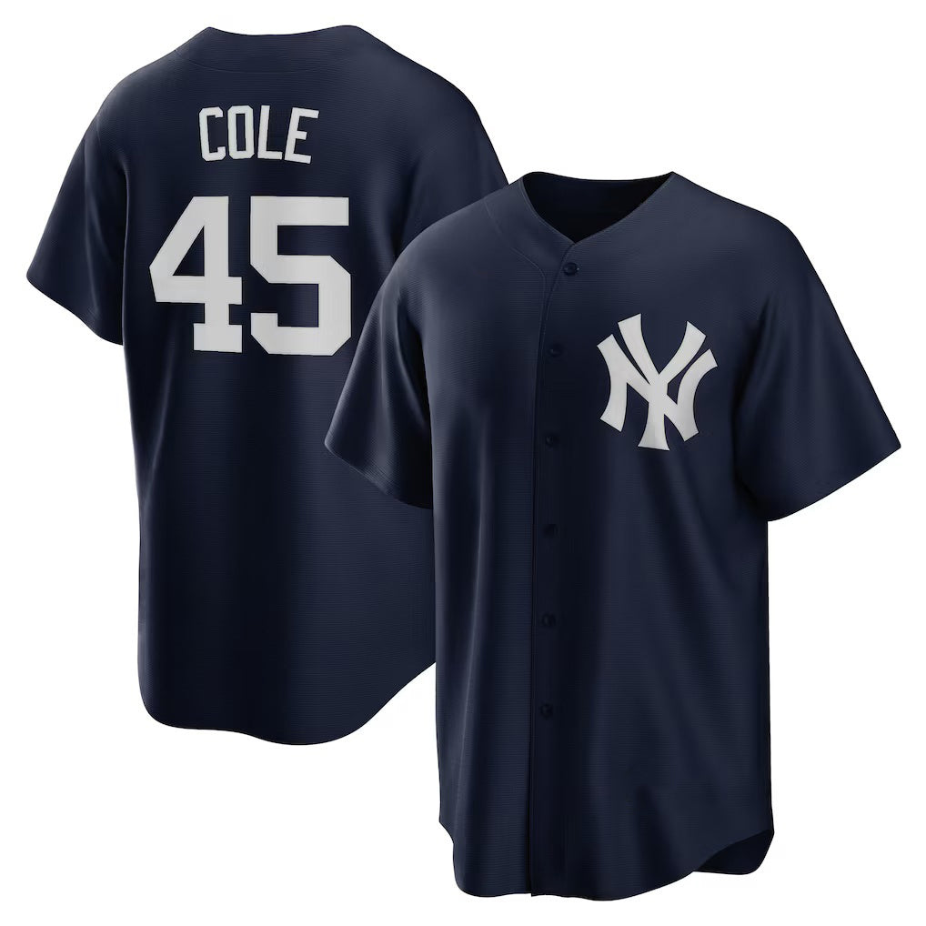 Baseball Jersey | New York Yankees #45 Gerrit Cole Navy Alternate Replica Player Name - image 1