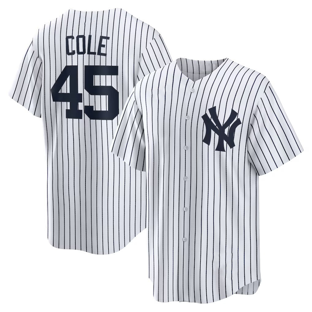 Baseball Jersey | New York Yankees #45 Gerrit Cole White Home Replica Player Name - image 1