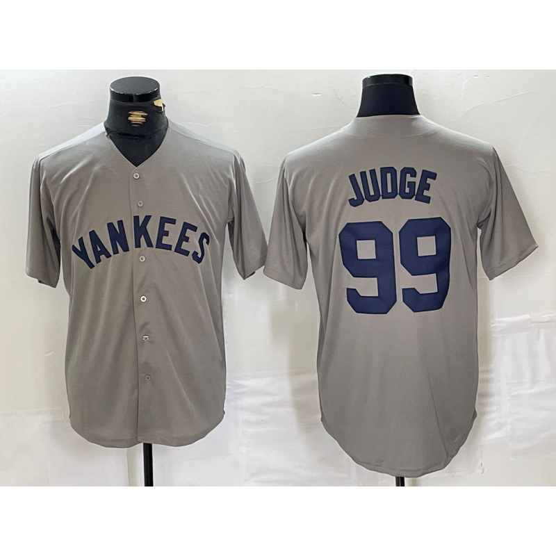 Baseball Jersey | New York Yankees #99 Aaron Judge Name Grey Stitched Throwback - image 1