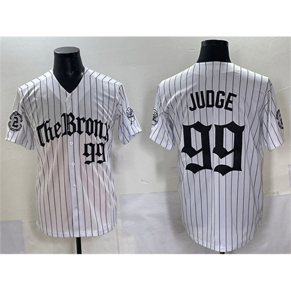 Baseball Jersey | New York Yankees #99 Aaron Judge White Pinstripe 'Gothic Legacy Edition' Limited Stitched - image 1